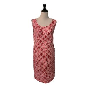 JM Collections 1X Pink and White Geometric Print Dress NWOT